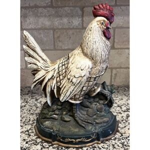 Cast Iron Rooster Chicken Rustic Farmhouse Doorstop Decor 5# 13" Tall